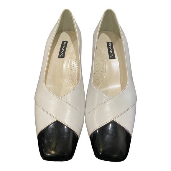 Proxy White Black Women's Leather Slip-on Low Heels 9 9N - Picture 4 of 6
